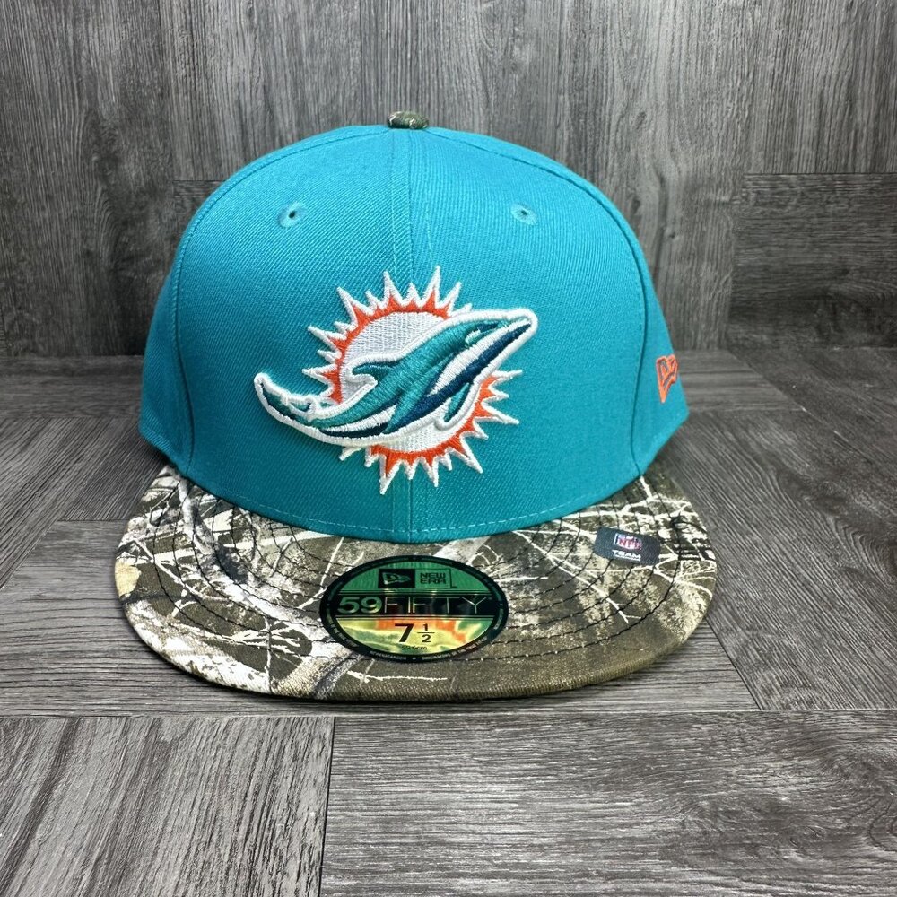 New Era Miami Dolphins Aqua Active Two Tone Camo 59Fifty Fitted Hat 7 1/2